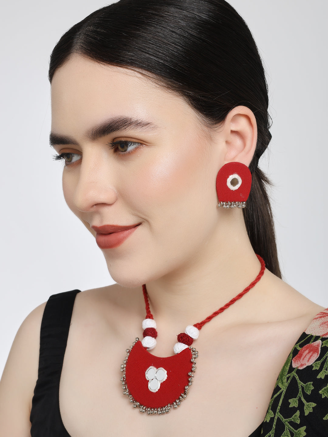 Rustic Rani: Bold Red Handmade Necklace & Earrings