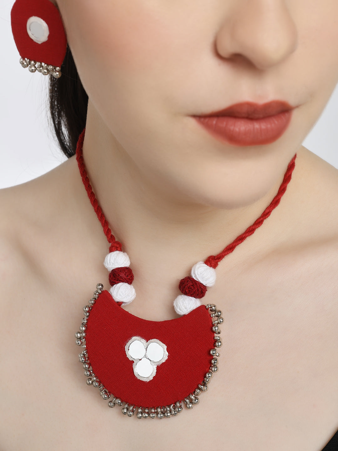 Rustic Rani: Bold Red Handmade Necklace & Earrings