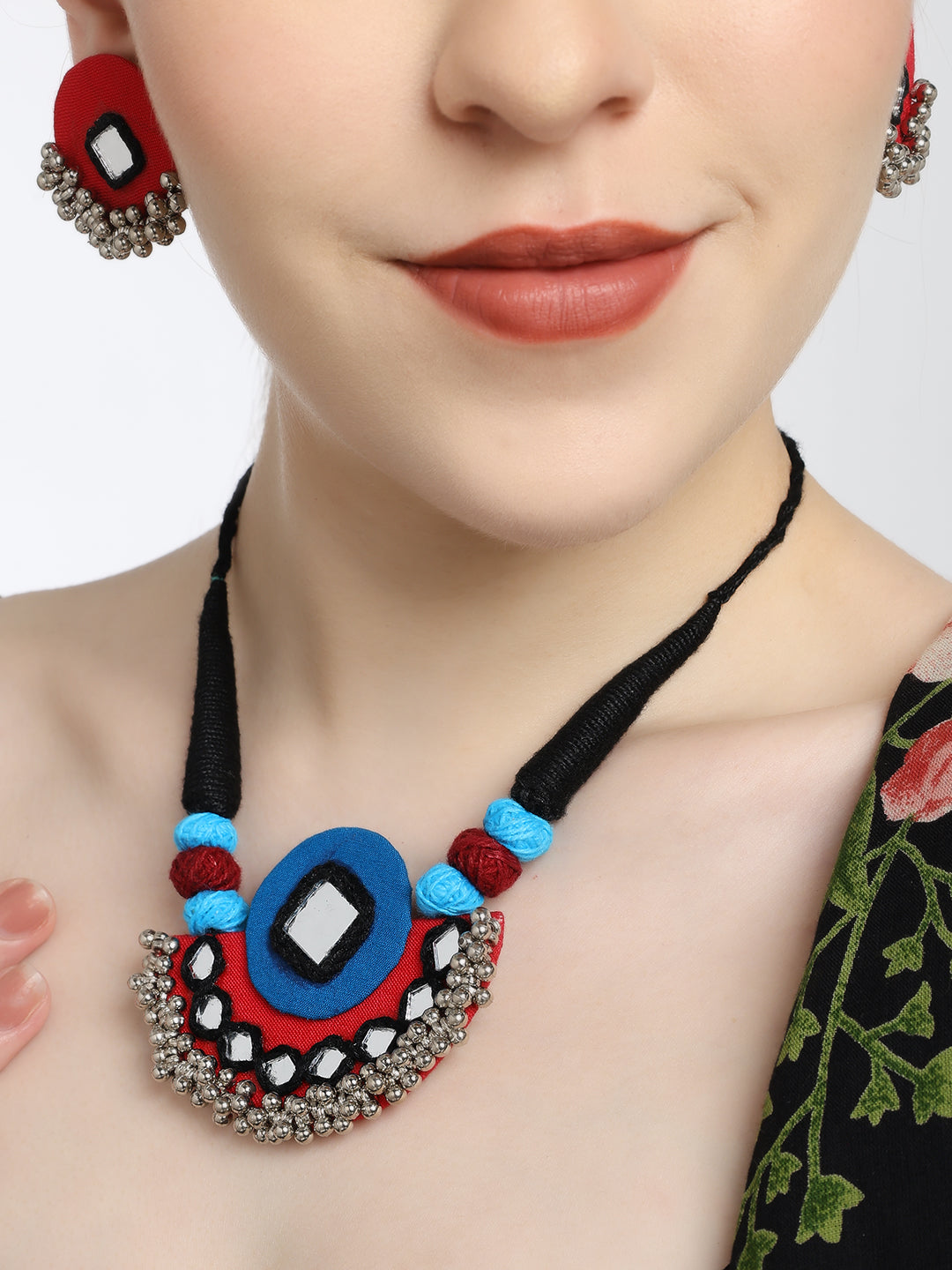 Pinky Punch: Pink & Peacock Handmade Necklace & Earrings