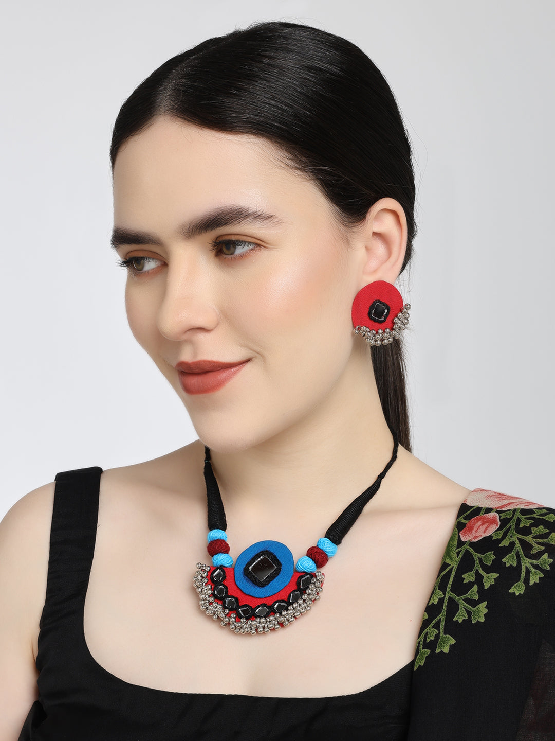 Pinky Punch: Pink & Peacock Handmade Necklace & Earrings