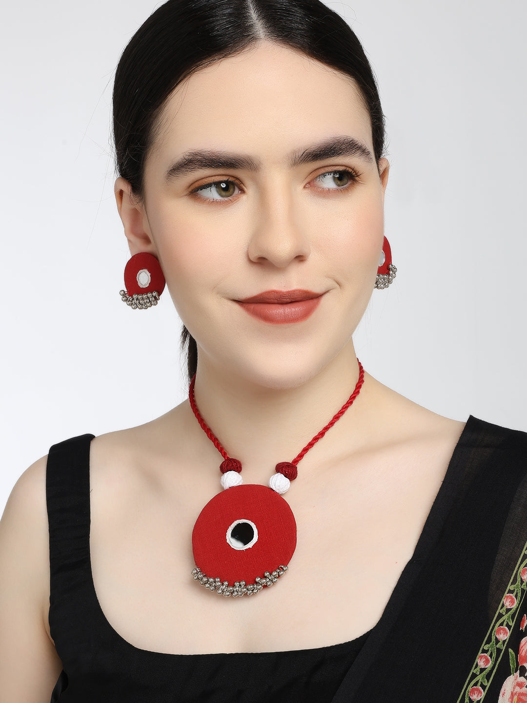 Cherry Bling: Mirror Glam Handmade Necklace & Earrings