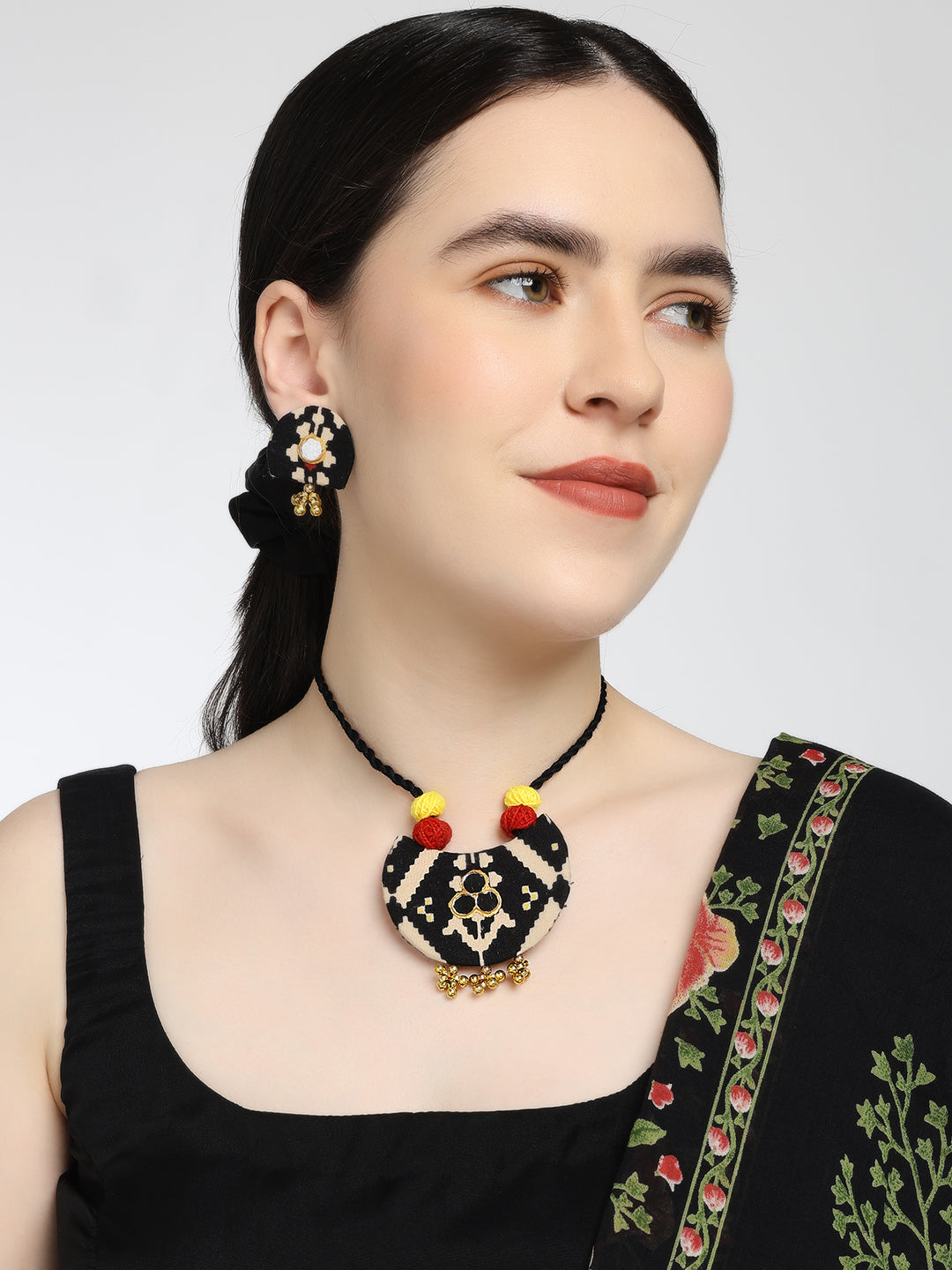 Ikat Elegance: Tribal Sync Handmade Necklace & Earrings