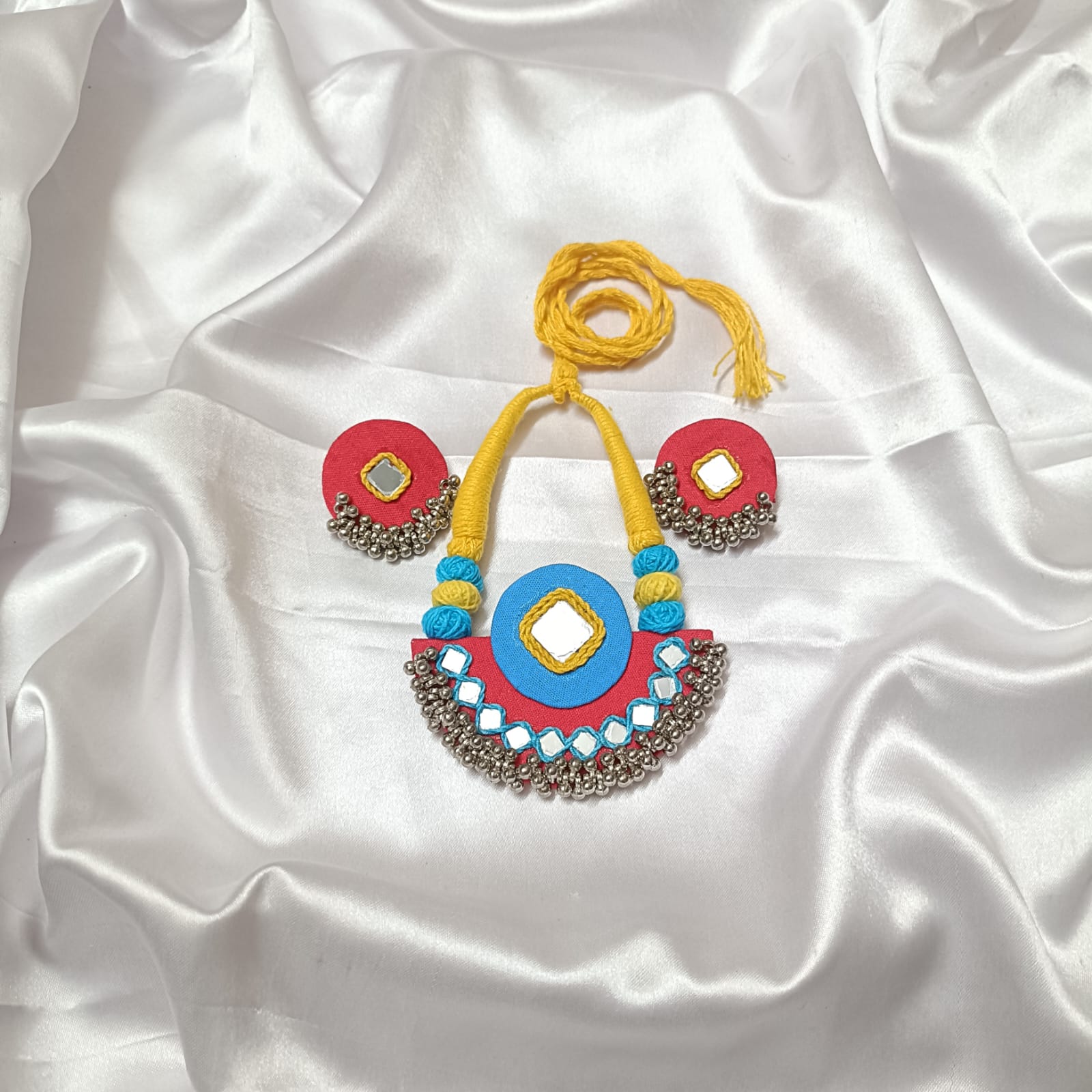 Mirror Bloom: Handmade Necklace & Earrings Set