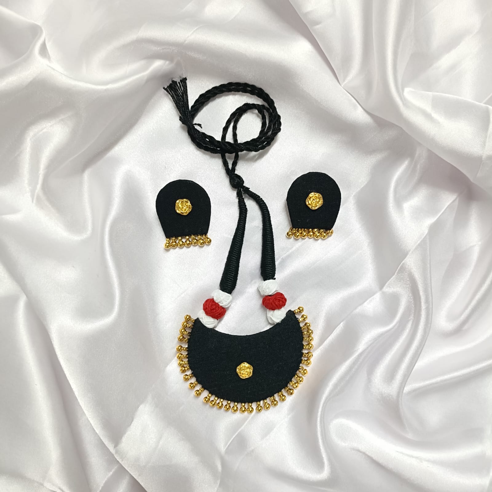 Kathakali Charm: Handmade Necklace & Earrings Set