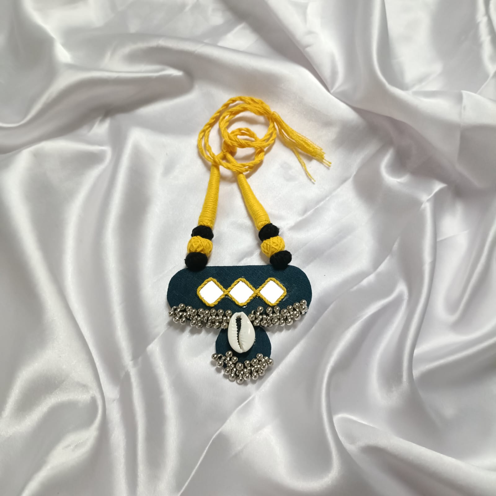 Navy Glow: Handmade Necklace & Earrings Set