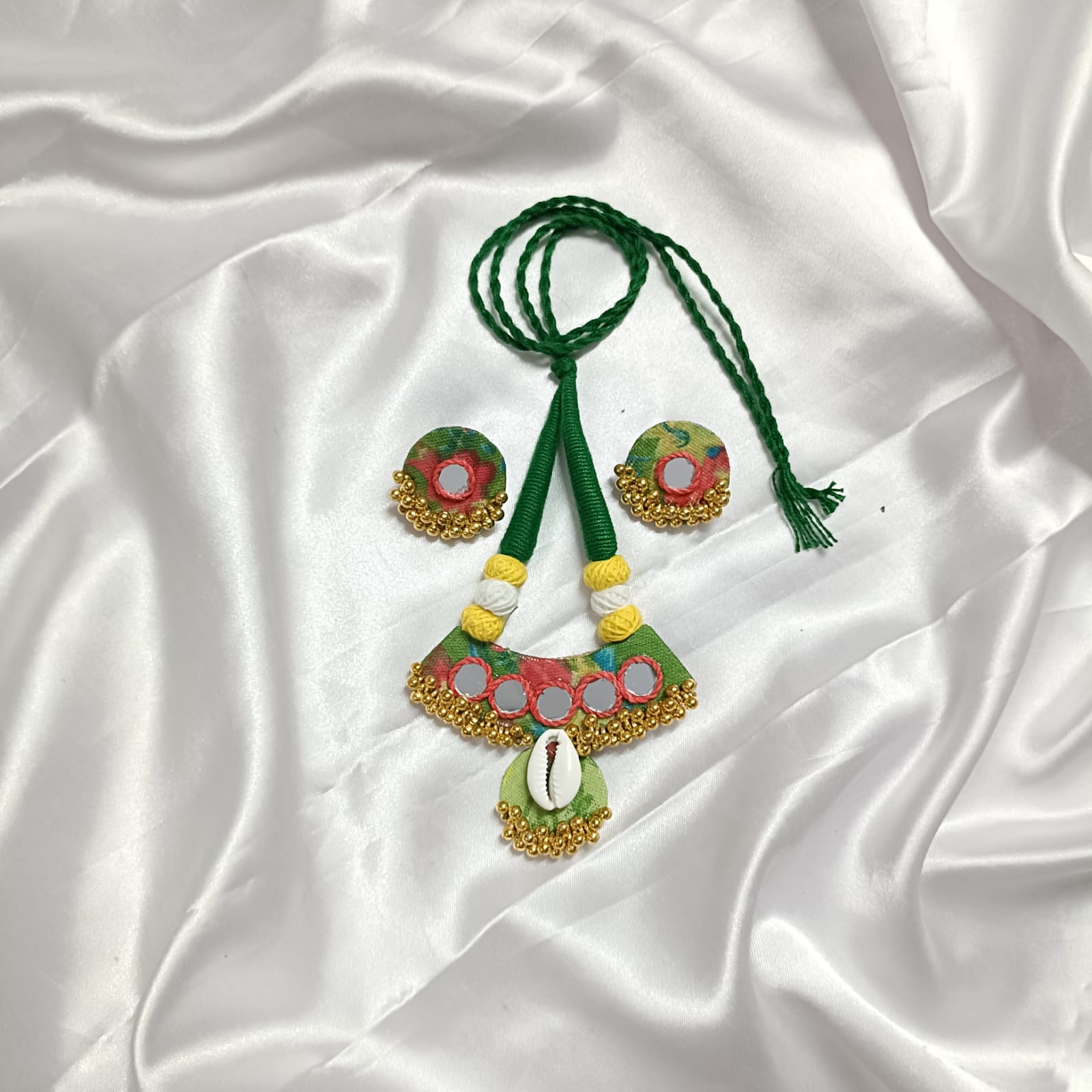 Green Charm: Handmade Necklace & Earrings Set