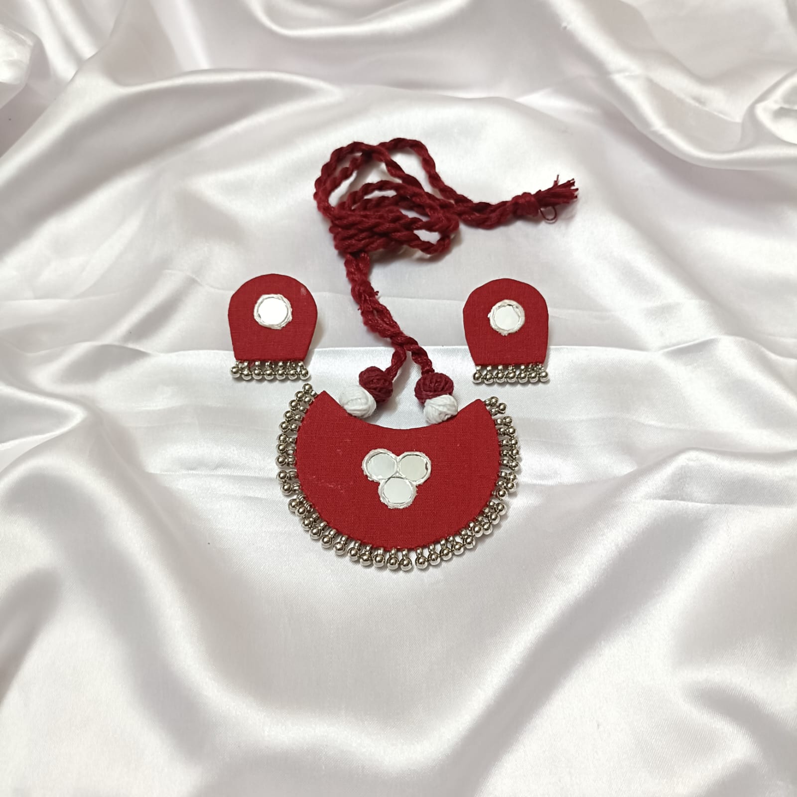 Scarlet Charm: Handmade Necklace & Earrings Set