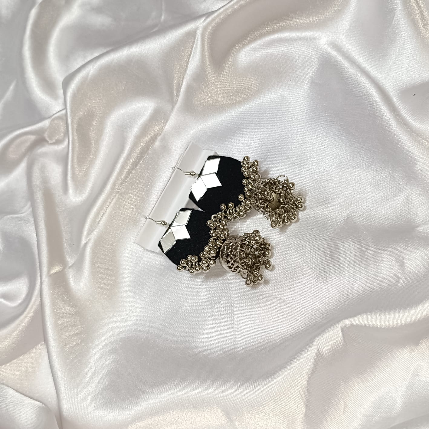 Black Mirror Charm: Handcrafted Earrings