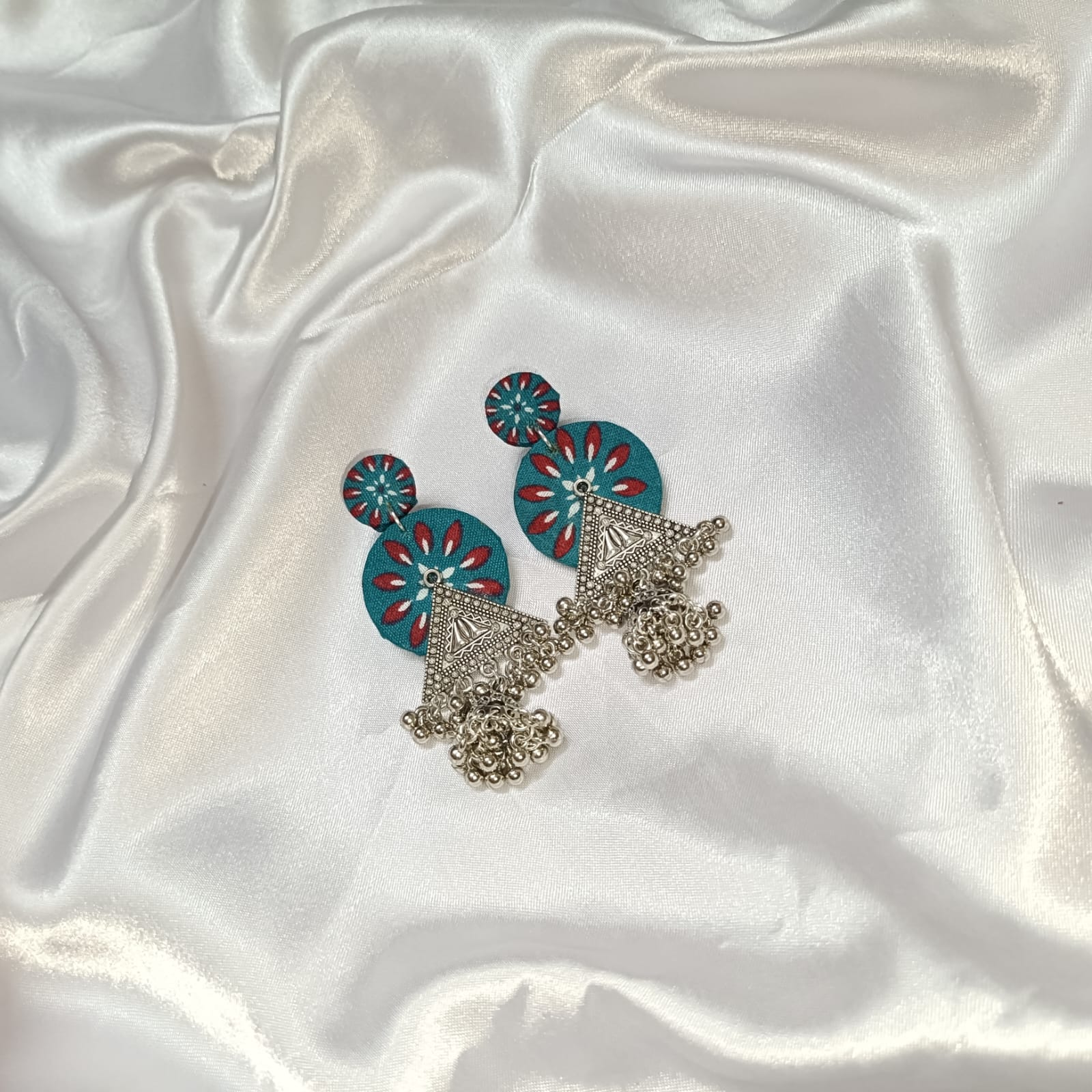 Turquoise Charm: Handcrafted Tribal Stud Earrings
