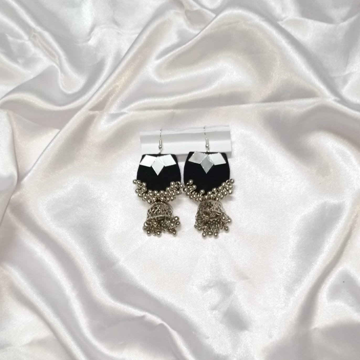 Black Mirror Charm: Handcrafted Earrings