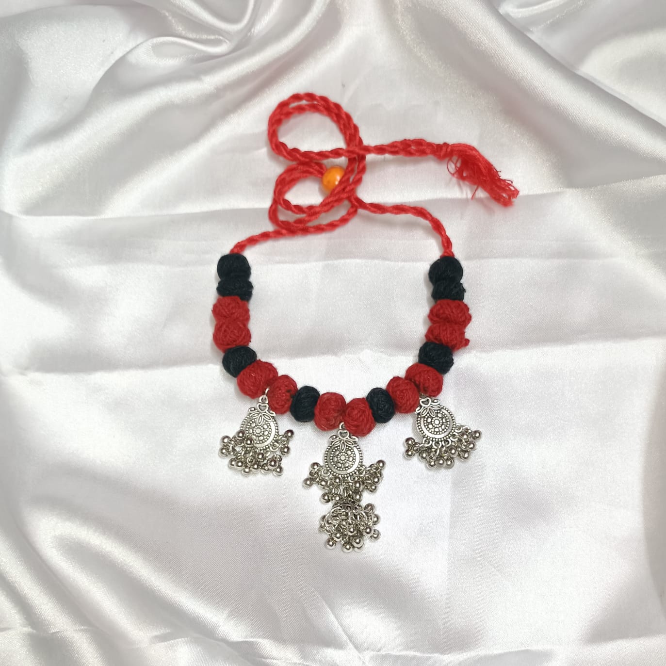 Crimson Glow: Handmade Necklace & Earrings Set