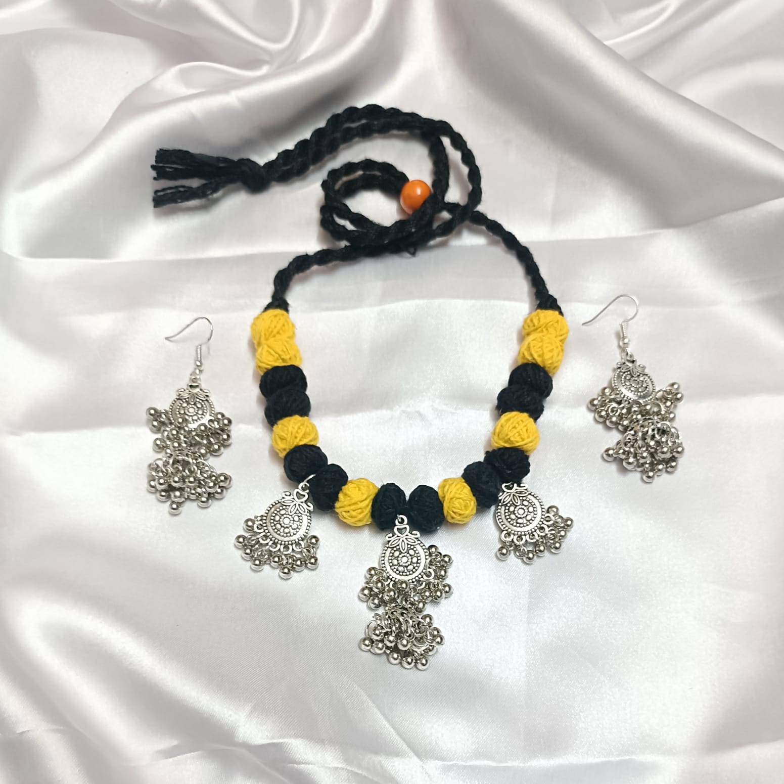 Antique Charm: Handmade Necklace & Earrings Set