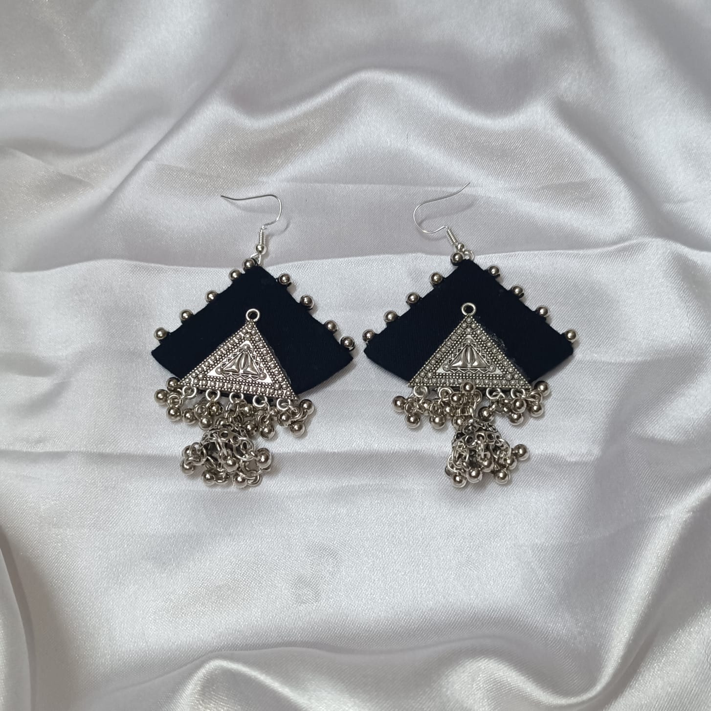 Maroon Grace: Handcrafted Tribal Square Earrings